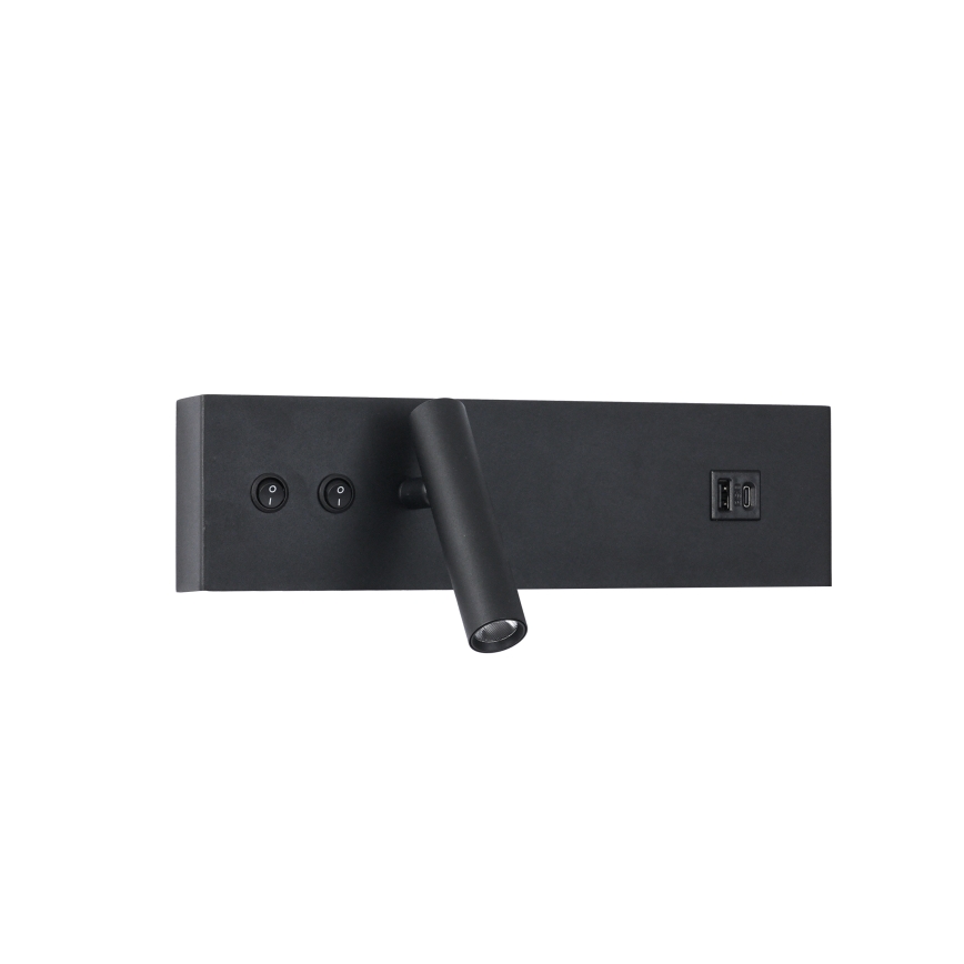 Brilagi - Aplique de parede LED orientável com porta USB NOCTIS LED/3W/230V + LED/9W preto