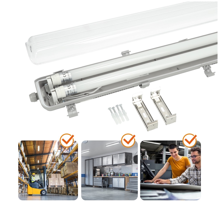 BRILAGI - Luminária LED técnica estanque à poeira OPTIMA T8 2xG13/18W/230V 6500K IP65 128 cm