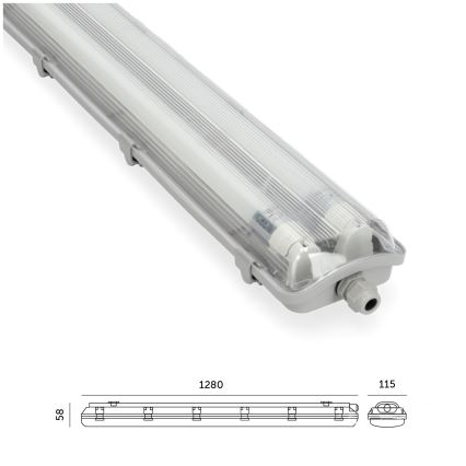 BRILAGI - Luminária fluorescente LED técnica, à prova de pó OPTIMA T8 2xG13/18W/230V 4000K IP65 128 cm - palete de 110 unidades