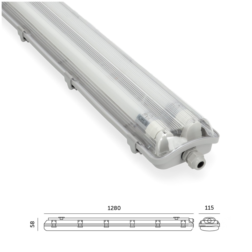 BRILAGI - Luminária fluorescente LED técnica, à prova de pó OPTIMA T8 2xG13/18W/230V 4000K IP65 128 cm - palete de 110 unidades