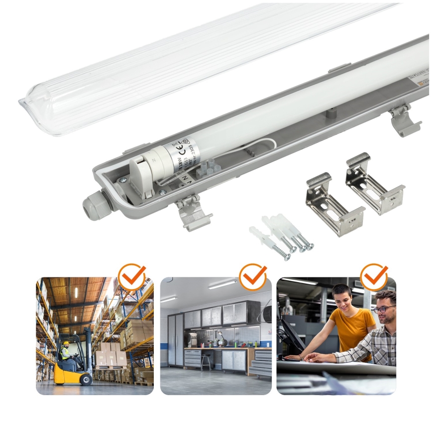BRILAGI - Luminária LED técnica estanque à poeira OPTIMA T8 1xG13/18W/230V 4000K IP65 128 cm