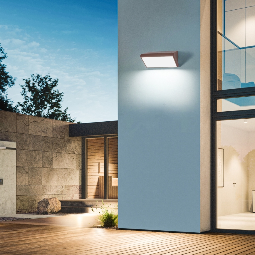 Brilagi - Aplique de parede exterior LED dimerizável TRIANGLE 1xE27/6W/230V 2700-6500K IP65 castanho