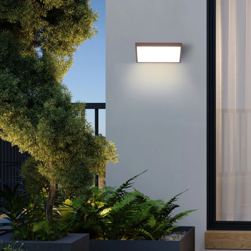 Brilagi - Aplique de parede exterior LED dimerizável TRIANGLE 1xE27/6W/230V 2700-6500K IP65 castanho