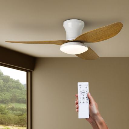 Brilagi - Ventilador de teto LED regulável LED/30W/230V 3000-6500K branco/marrom + controlo remoto