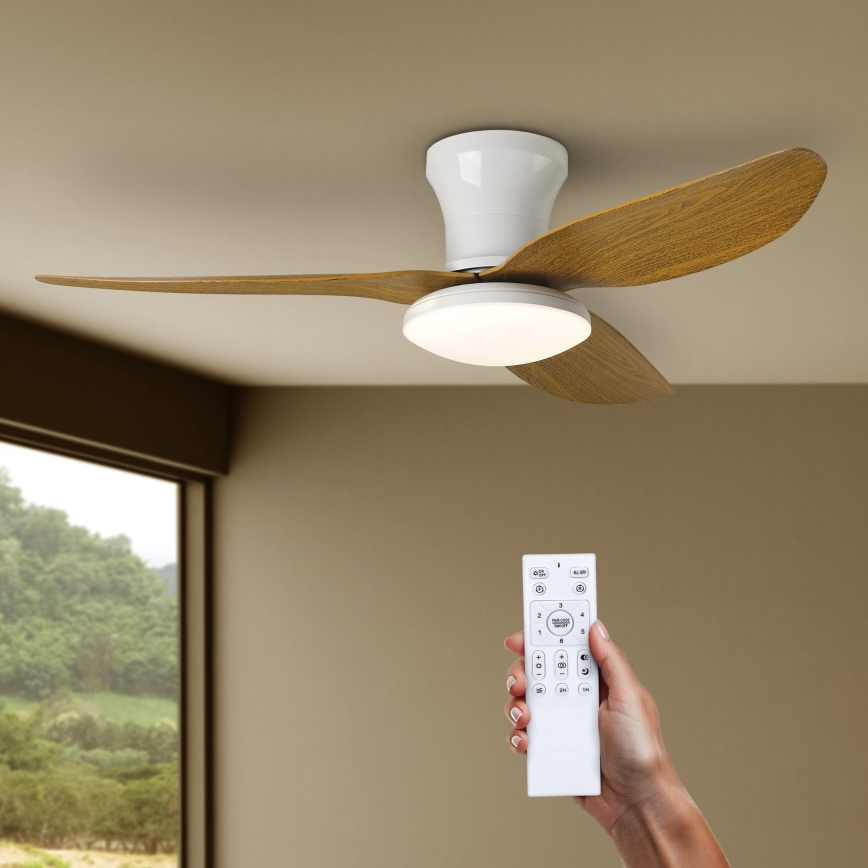 Brilagi - Ventilador de teto LED regulável LED/30W/230V 3000-6500K branco/marrom + controlo remoto