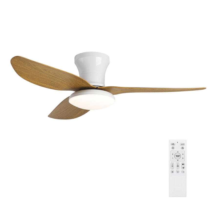 Brilagi - Ventilador de teto LED regulável LED/30W/230V 3000-6500K branco/marrom + controlo remoto