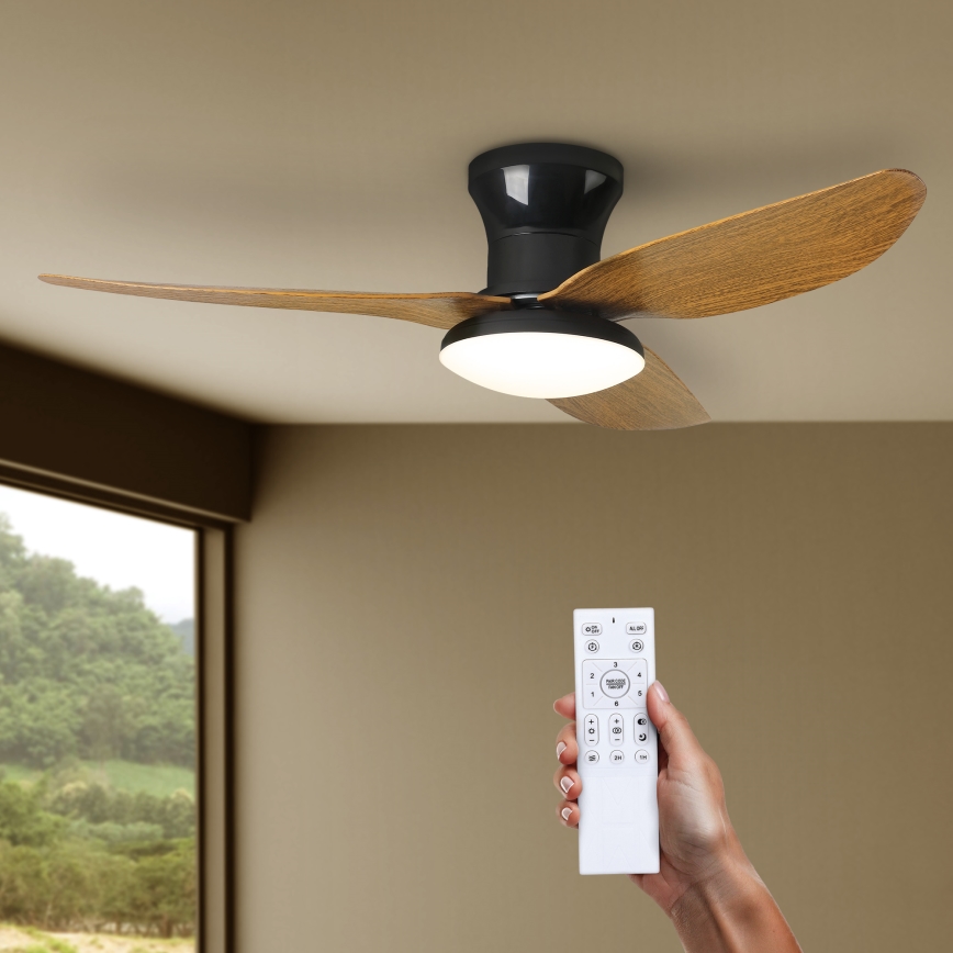 Brilagi - Ventilador de teto LED dimmerizável LED/30W/230V 3000-6500K preto/marrom + controlo remoto
