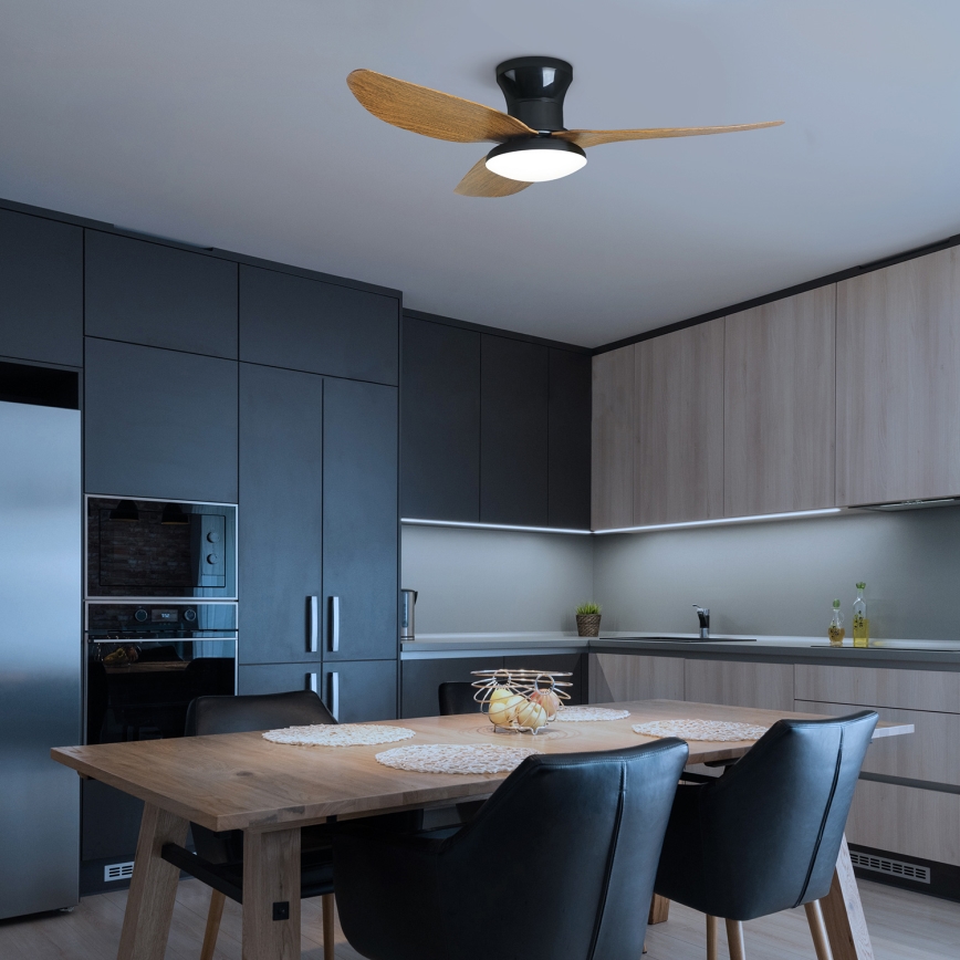 Brilagi - Ventilador de teto LED dimmerizável LED/30W/230V 3000-6500K preto/marrom + controlo remoto