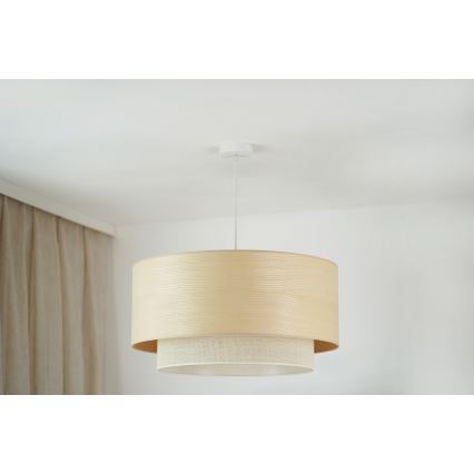 Brilagi - Candeeiro suspenso com cabo ARIZONA BOHO 1xE27/15W/230V diâmetro 60 cm bege/branco