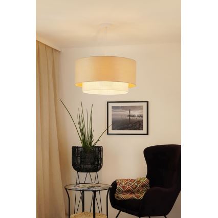 Brilagi - Candeeiro suspenso com cabo ARIZONA BOHO 1xE27/15W/230V diâmetro 60 cm bege/branco