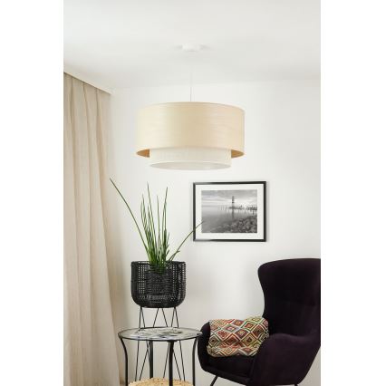 Brilagi - Candeeiro suspenso com cabo ARIZONA BOHO 1xE27/15W/230V diâmetro 60 cm bege/branco