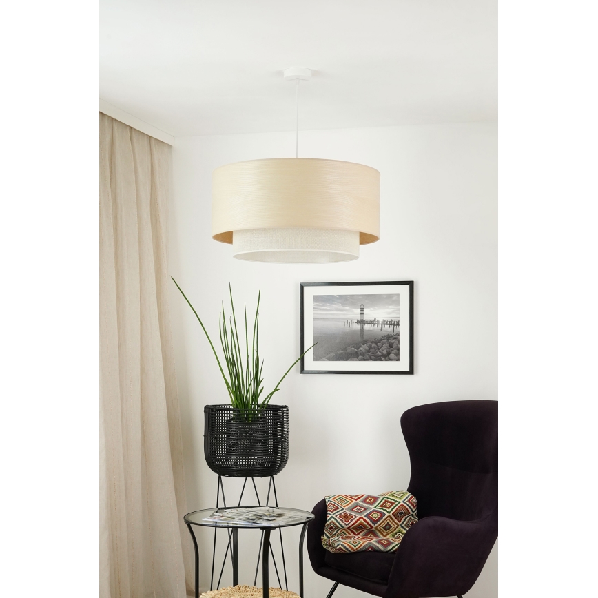 Brilagi - Candeeiro suspenso com cabo ARIZONA BOHO 1xE27/15W/230V diâmetro 60 cm bege/branco