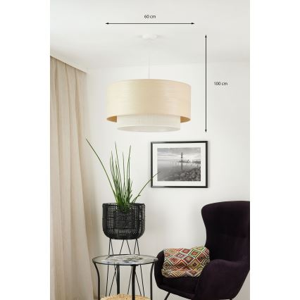 Brilagi - Candeeiro suspenso com cabo ARIZONA BOHO 1xE27/15W/230V diâmetro 60 cm bege/branco