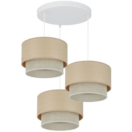 Brilagi - Candeeiro de teto suspenso ARIZONA BOHO 3xE27/15W/230V bege/branco