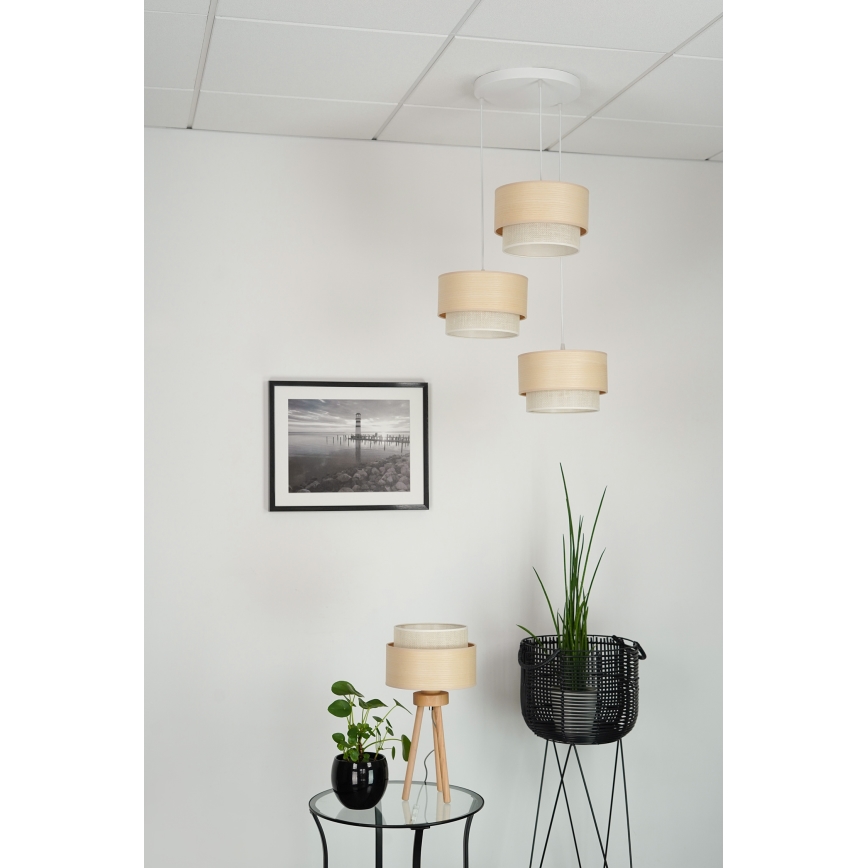 Brilagi - Candeeiro de teto suspenso ARIZONA BOHO 3xE27/15W/230V bege/branco