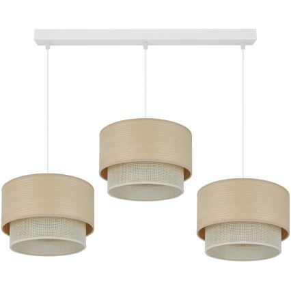 Brilagi - Candeeiro de teto suspenso ARIZONA BOHO 3xE27/15W/230V bege/branco