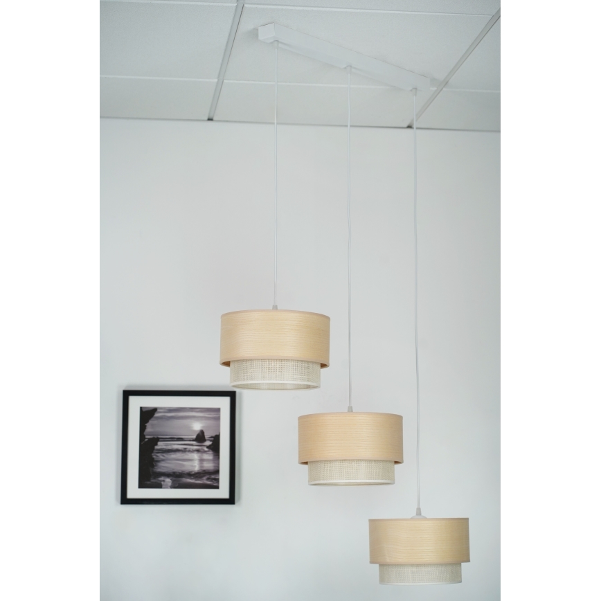 Brilagi - Candeeiro de teto suspenso ARIZONA BOHO 3xE27/15W/230V bege/branco