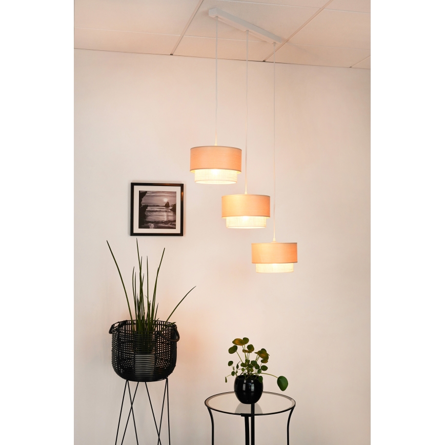 Brilagi - Candeeiro de teto suspenso ARIZONA BOHO 3xE27/15W/230V bege/branco