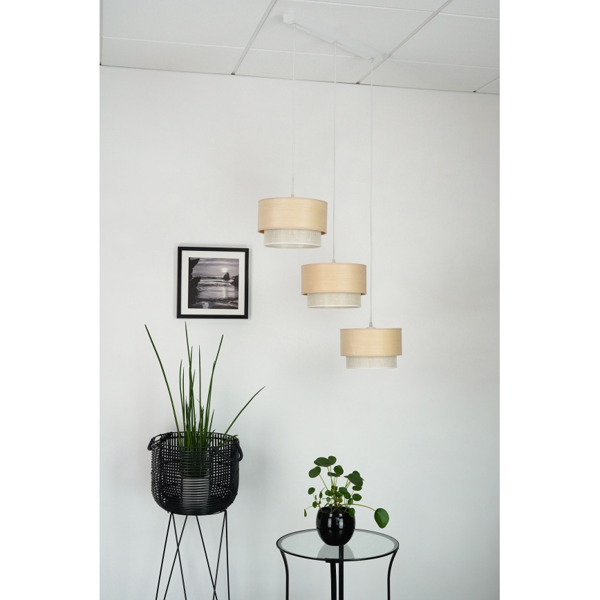 Brilagi - Candeeiro de teto suspenso ARIZONA BOHO 3xE27/15W/230V bege/branco