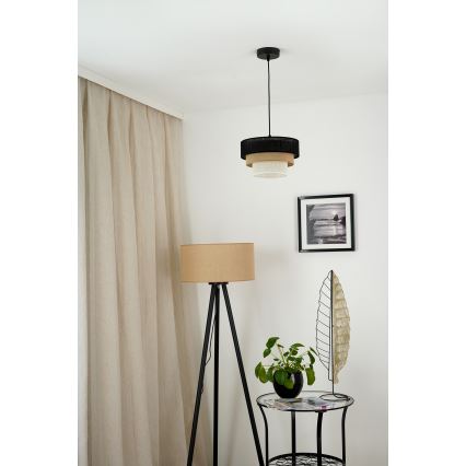 Brilagi - Candeeiro suspenso em cabo ASPEN LUNETA 1xE27/15W/230V diâmetro 25 cm preto/bege/crème