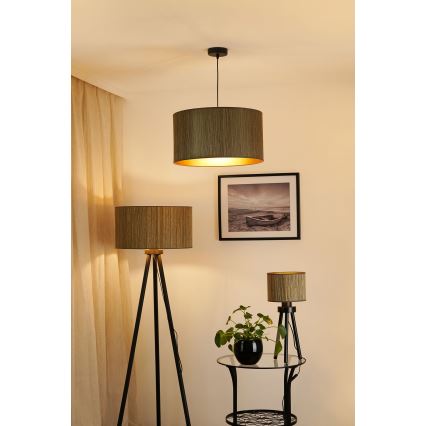 Brilagi - Candeeiro suspenso em cabo BOSTON ROLLER 1xE27/15W/230V diâmetro 45 cm palha castanho/dourado