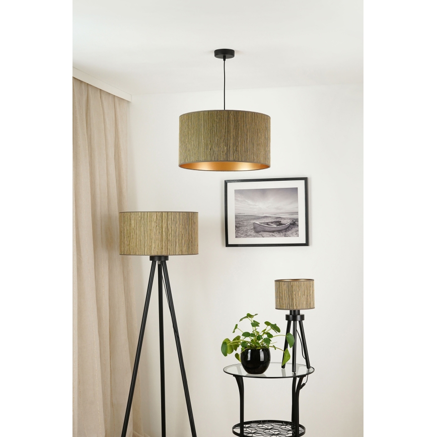 Brilagi - Candeeiro suspenso em cabo BOSTON ROLLER 1xE27/15W/230V diâmetro 45 cm palha castanho/dourado