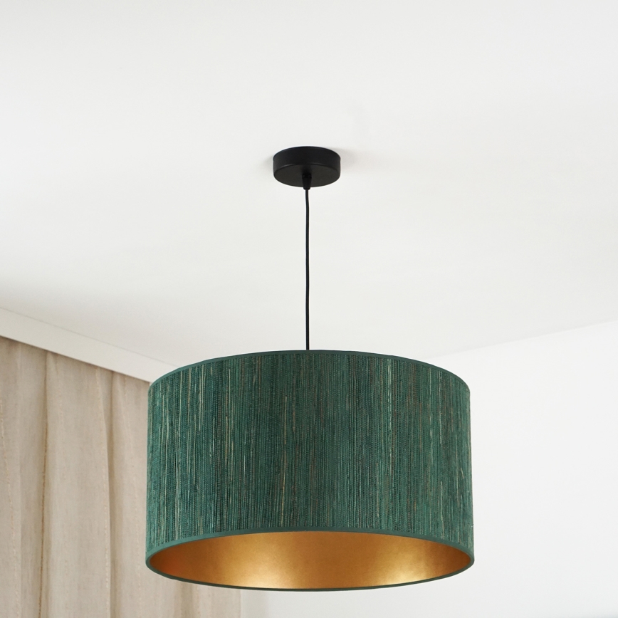 Brilagi - Candeeiro de teto suspenso BOSTON ROLLER 1xE27/15W/230V diâmetro 45 cm palha verde/dourado