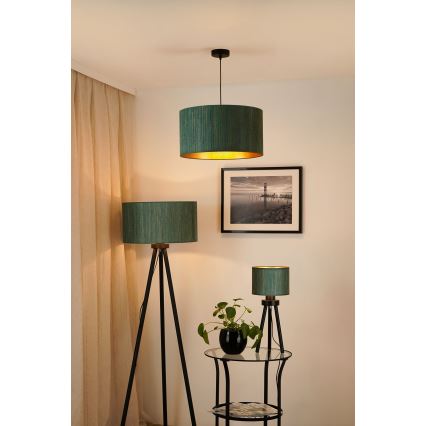 Brilagi - Candeeiro de teto suspenso BOSTON ROLLER 1xE27/15W/230V diâmetro 45 cm palha verde/dourado