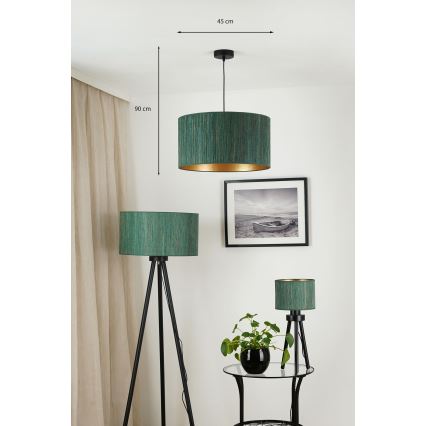 Brilagi - Candeeiro de teto suspenso BOSTON ROLLER 1xE27/15W/230V diâmetro 45 cm palha verde/dourado