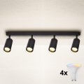 Brilagi - Luminária de 4 focos LED RGBW dimerizável SELE 4xGU10/4,8W/230V 3000K preta + controlo remoto