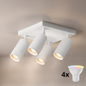 Brilagi - Luminária de embutir LED RGBW dimerizável SELE SQUARE 4xGU10/6,5W/230V 2700-6500K branca