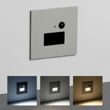 Brilagi - Luminária de escada LED com sensor de movimento e crepuscular JACK LED/3W/230V 3000/4000/6500K IP65 cinza