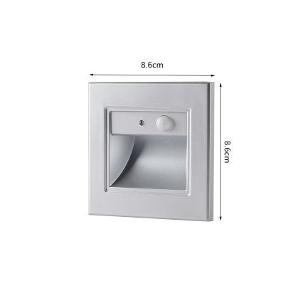 Brilagi - Luminária LED para escadas com sensor STEP LIGHT LED/1,5W/230V IP44 prateada