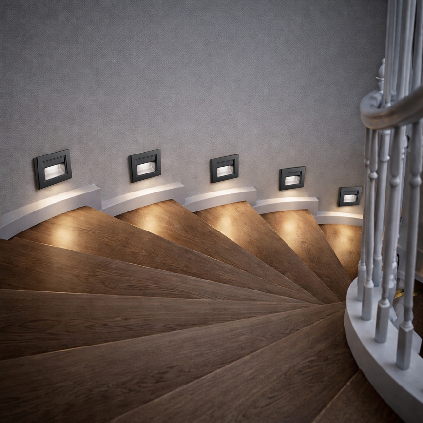 Brilagi - Luminária de escada LED STEP LIGHT LED/1,5W/230V IP44 preta