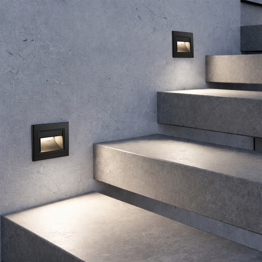 Brilagi - Luminária de escada LED STEP LIGHT LED/1,5W/230V IP44 preta