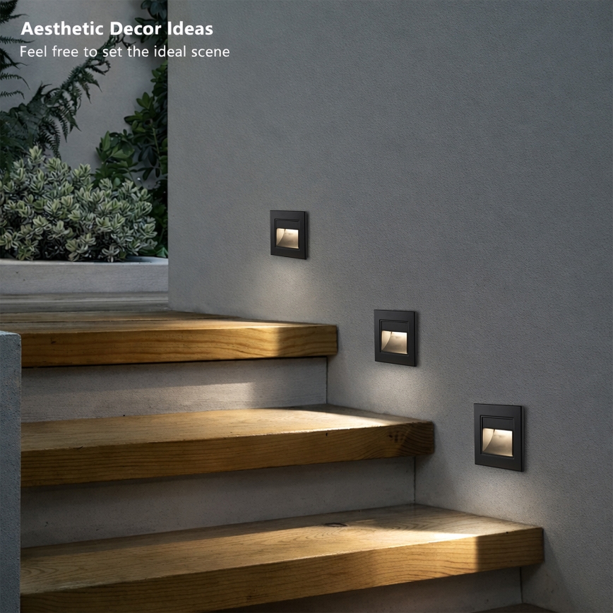 Brilagi - Luminária de escada LED STEP LIGHT LED/1,5W/230V IP44 preta