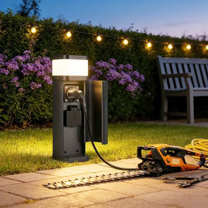 Brilagi - Luminária exterior com 2 tomadas SCHUKO PILLAR 1xG9/11W/230V IP44 antracite
