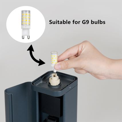 Brilagi - Luminária exterior com 2 tomadas SCHUKO PILLAR 1xG9/11W/230V IP44 antracite