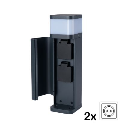 Brilagi - Luminária exterior com 2 tomadas SCHUKO PILLAR 1xG9/11W/230V IP44 antracite