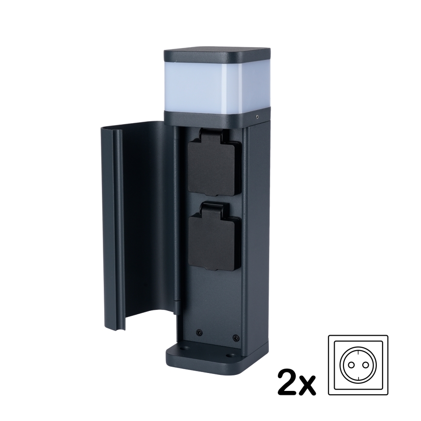 Brilagi - Luminária exterior com 2 tomadas SCHUKO PILLAR 1xG9/11W/230V IP44 antracite