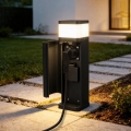 BRILAGI - Luminária de exterior com 2 tomadas SCHUKO PILLAR 1xG9/11W/230V IP44 preta