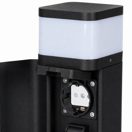 BRILAGI - Luminária de exterior com 2 tomadas SCHUKO PILLAR 1xG9/11W/230V IP44 preta