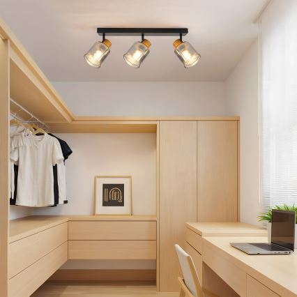 Brilagi - Luminária de focos HYGGE 3xE14/15W/230V preto/fumê