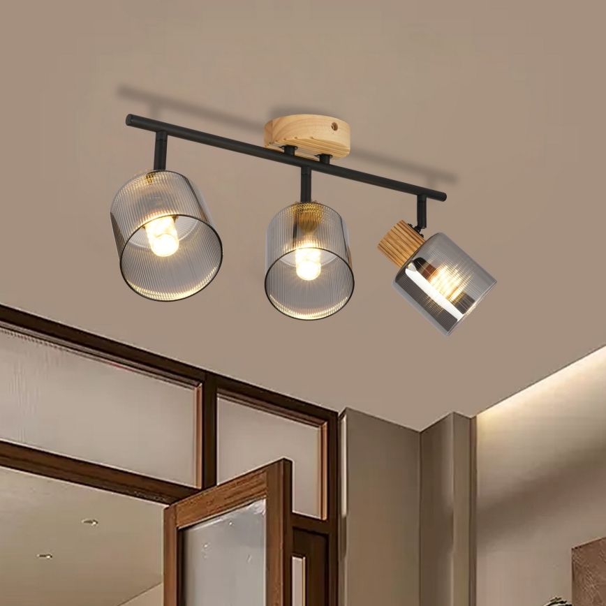 Brilagi - Luminária de focos HYGGE 3xE14/15W/230V seringueira/fumê