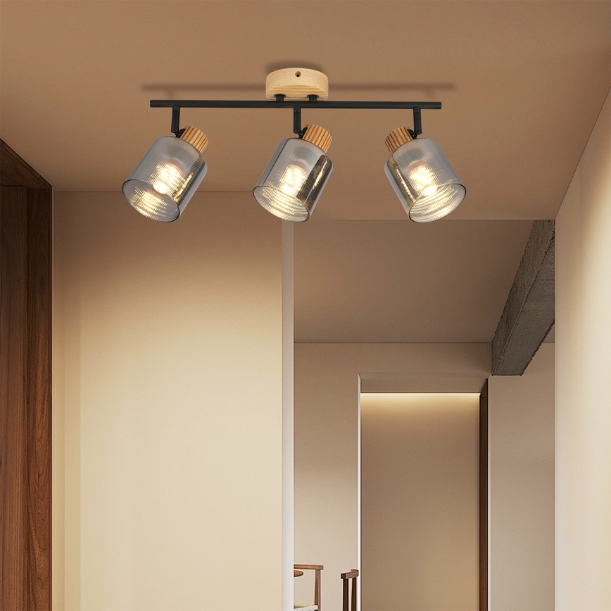 Brilagi - Luminária de focos HYGGE 3xE14/15W/230V seringueira/fumê