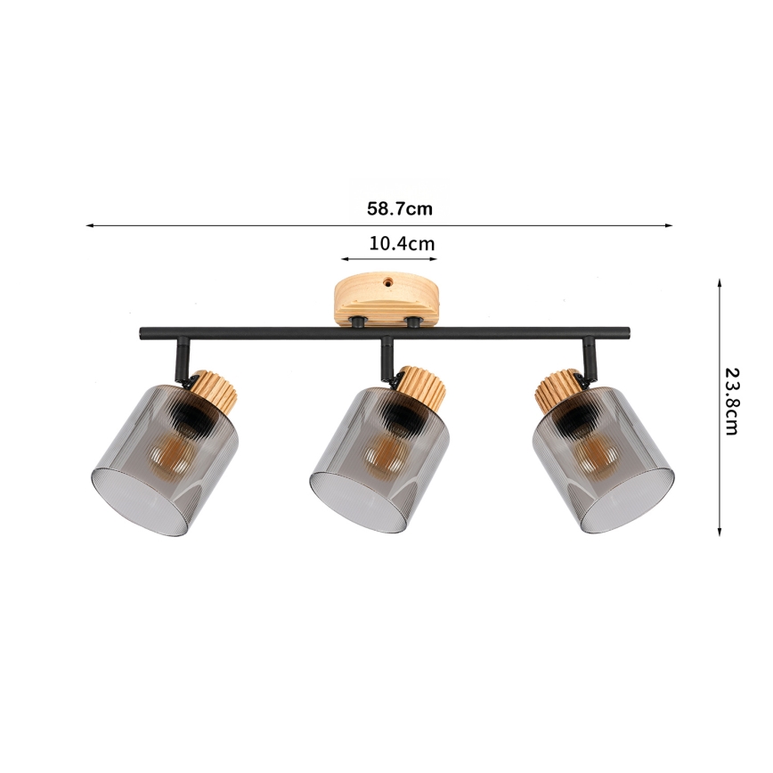 Brilagi - Luminária de focos HYGGE 3xE14/15W/230V seringueira/fumê