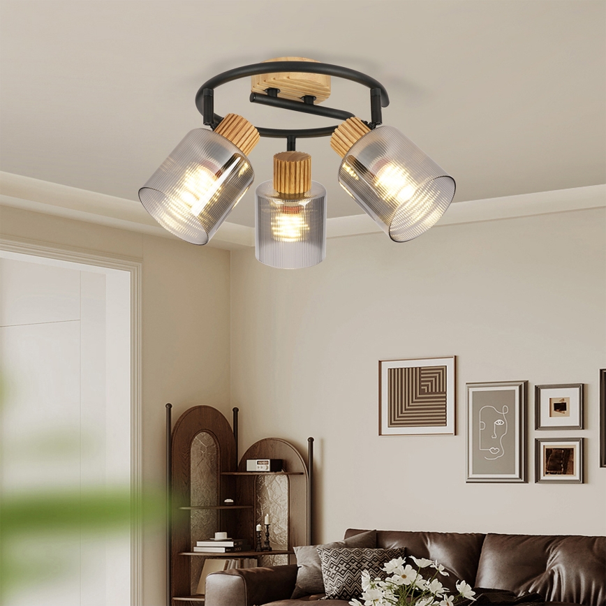 Brilagi - Luminária de focos HYGGE 3xE14/15W/230V seringueira/fumê