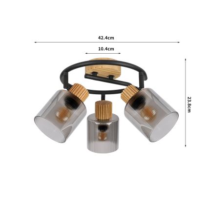 Brilagi - Luminária de focos HYGGE 3xE14/15W/230V seringueira/fumê