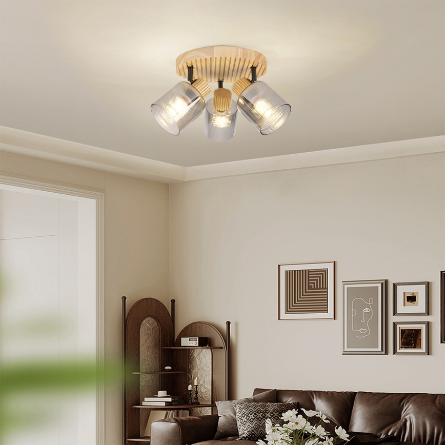 Brilagi - Luminária de focos HYGGE 3xE14/15W/230V seringueira/fumê