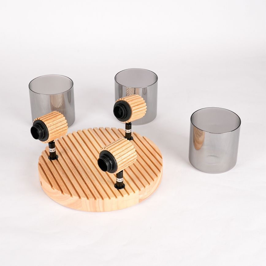 Brilagi - Luminária de focos HYGGE 3xE14/15W/230V seringueira/fumê